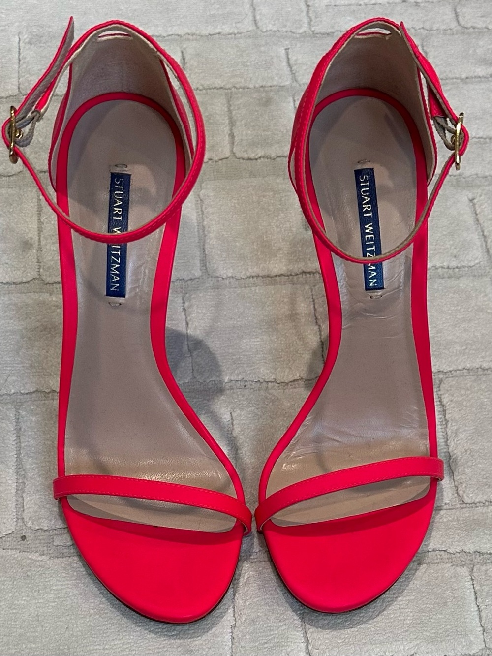 Stuart Weitzman Hot Pink Nudist Ankle-Strap Sandals size 9.5